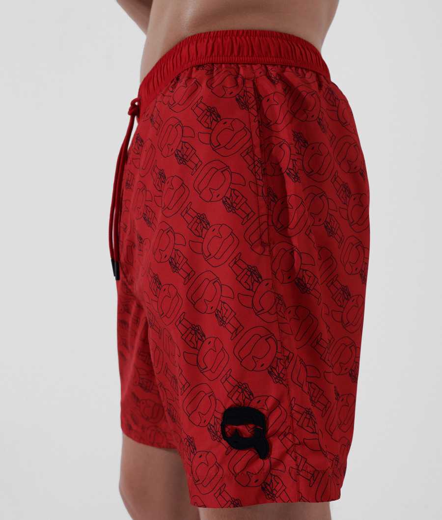 Red Men's Karl Lagerfeld Ikonik 2.0 All-over Print Board Shorts Beachwear | AE812GJOX