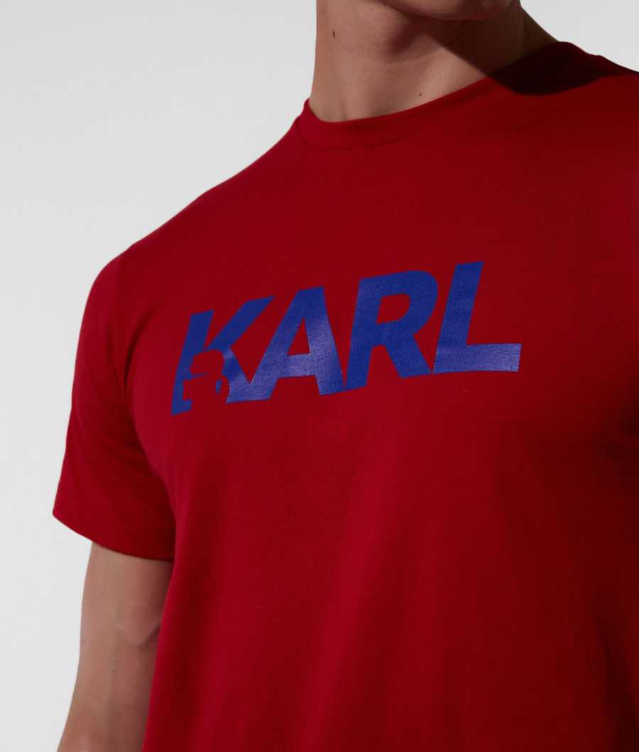 Red Men's Karl Lagerfeld Karl Logo Beach T Shirts Beachwear | AE169GTAF