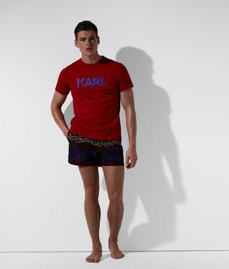 Red Men's Karl Lagerfeld Karl Logo Beach T Shirts Beachwear | AE169GTAF