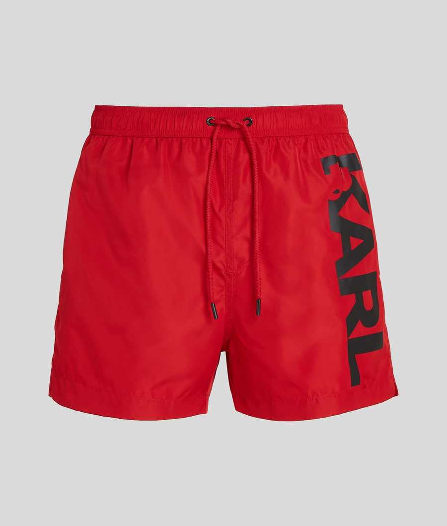 Red Men's Karl Lagerfeld Karl Logo Board Shorts Beachwear | AE918ULMN