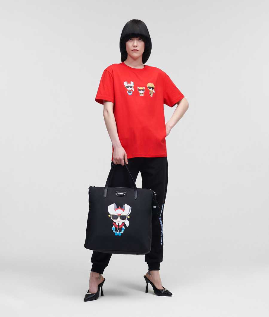 Red Women's Karl Lagerfeld Ikonik Heroes T-Shirts | AE862SREX