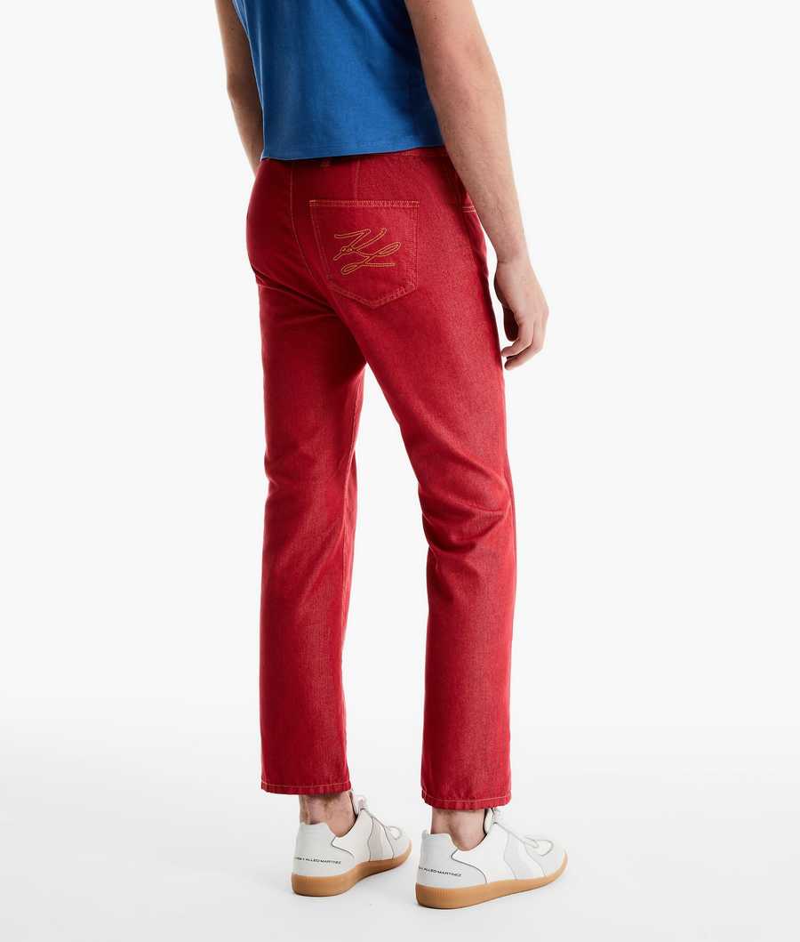 Red Women's Karl Lagerfeld Karl Lagerfeld X Alled-martinez Crop And Flare Jeans | AE175MSBL