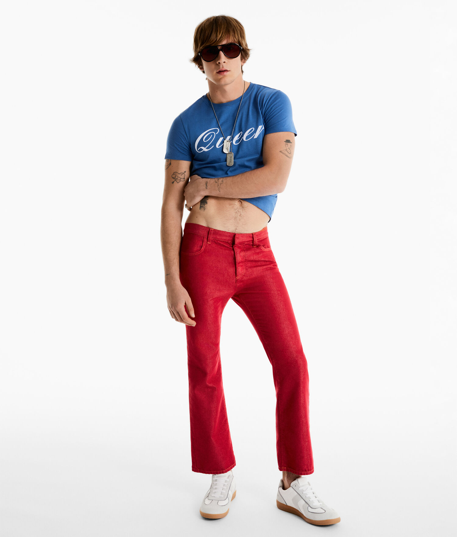 Red Women's Karl Lagerfeld Karl Lagerfeld X Alled-martinez Crop And Flare Jeans | AE175MSBL