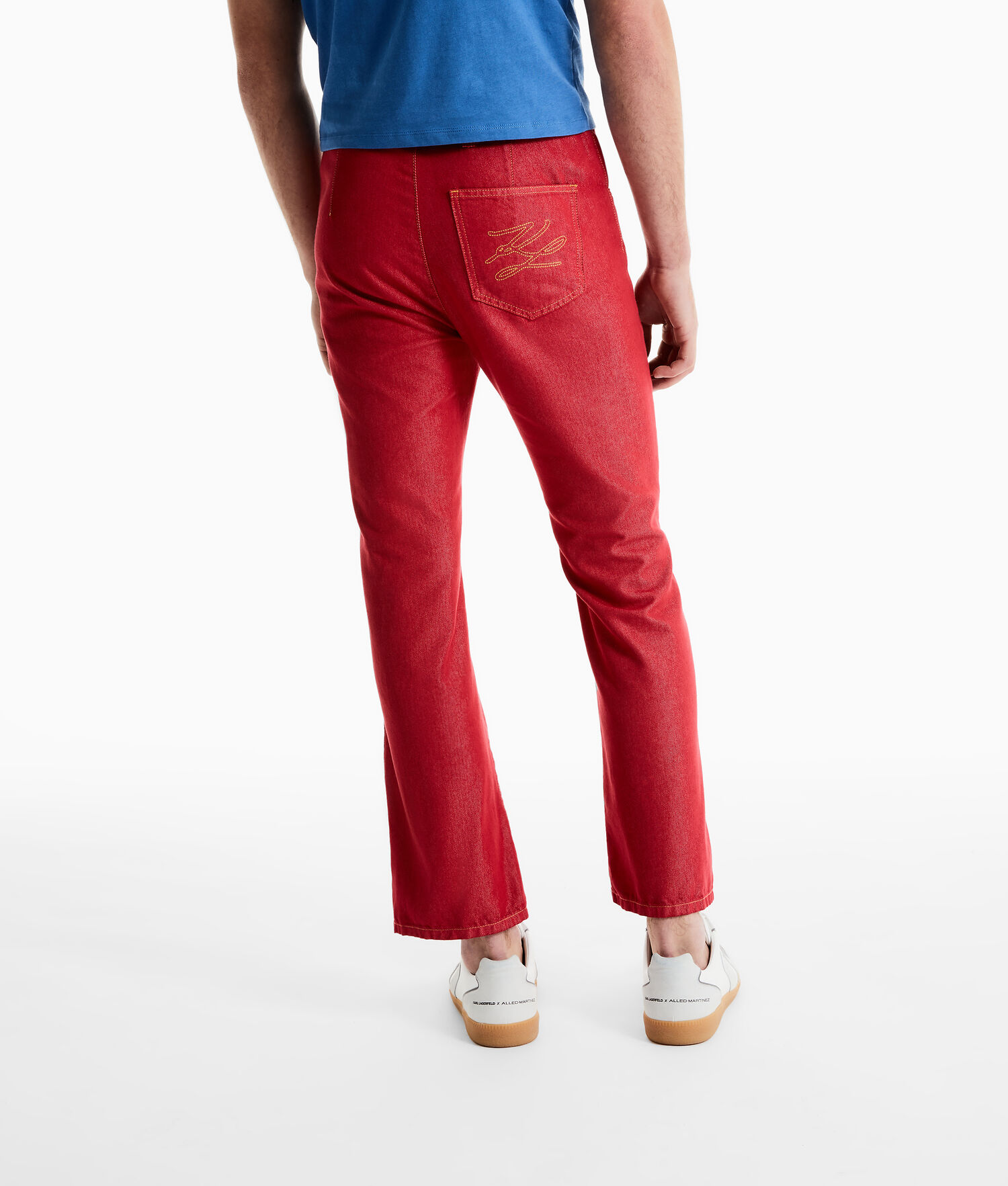 Red Women's Karl Lagerfeld Karl Lagerfeld X Alled-martinez Crop And Flare Jeans | AE175MSBL