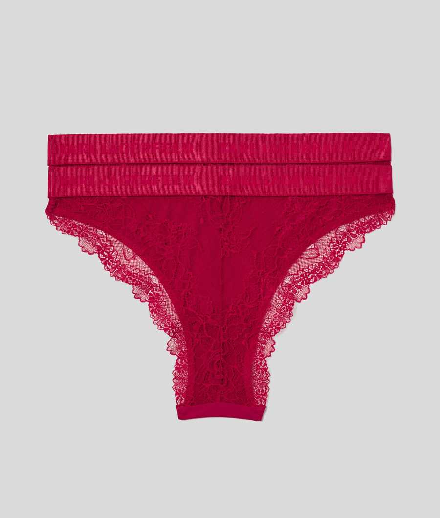 Red Women's Karl Lagerfeld Lace Briefs - 2 Pack Underwear | AE678NUTP