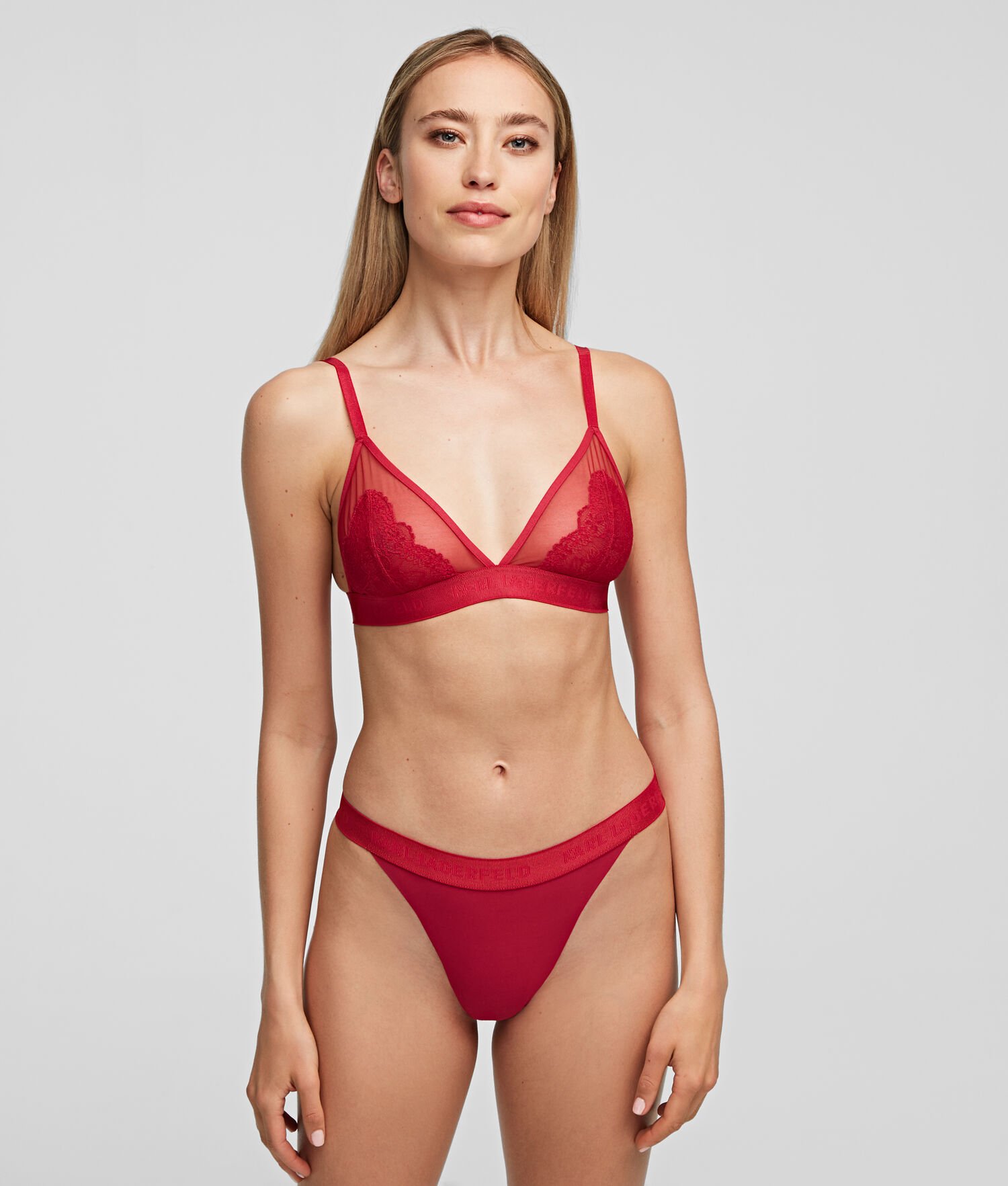 Red Women's Karl Lagerfeld Lace Thong Underwear | AE478YSNO