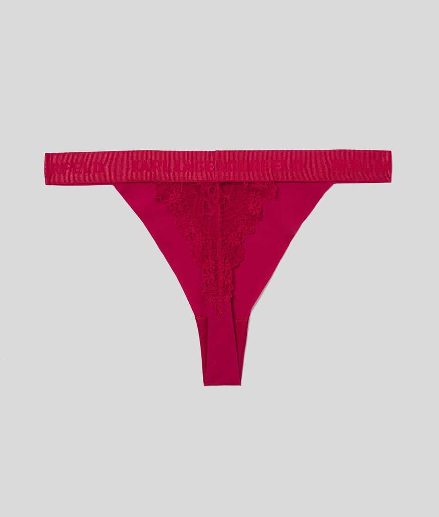 Red Women's Karl Lagerfeld Lace Thong Underwear | AE478YSNO