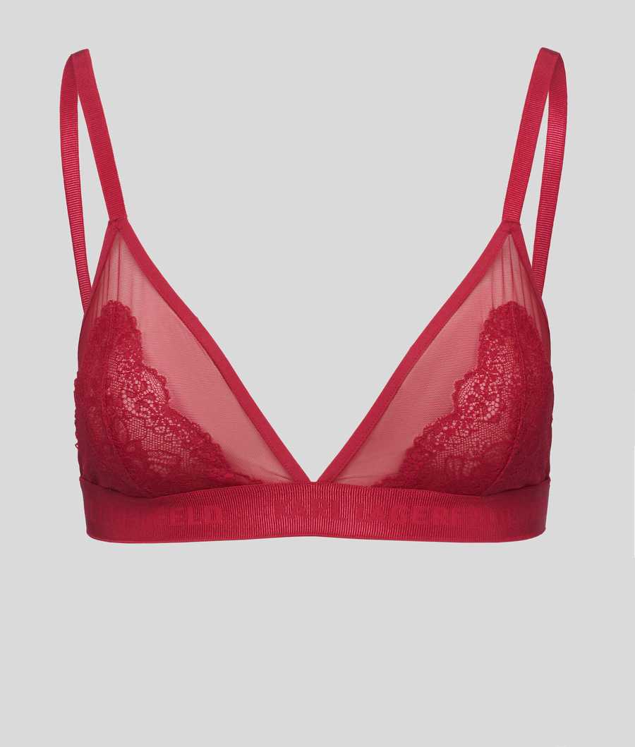 Red Women\'s Karl Lagerfeld Lace Triangle Bra Underwear | AE042YAIW