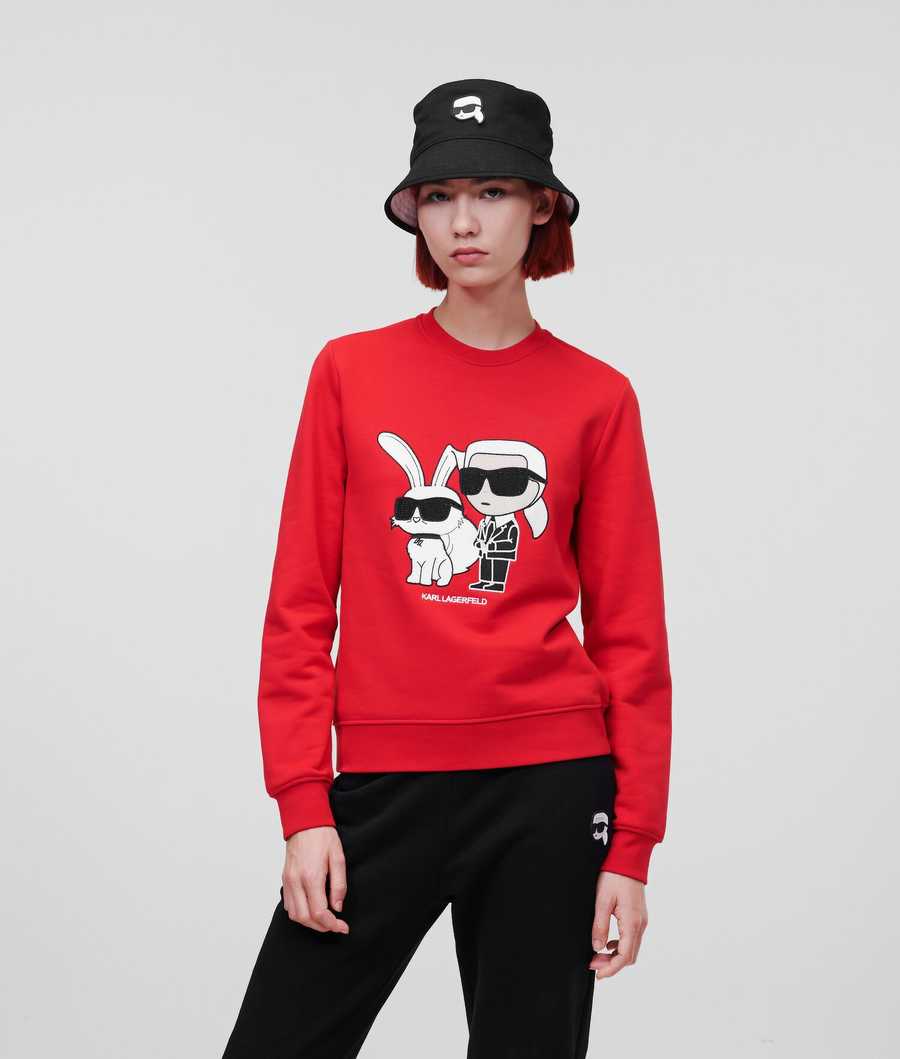 Red Women's Karl Lagerfeld Year Of The Rabbit Sweatshirts | AE068MYAC