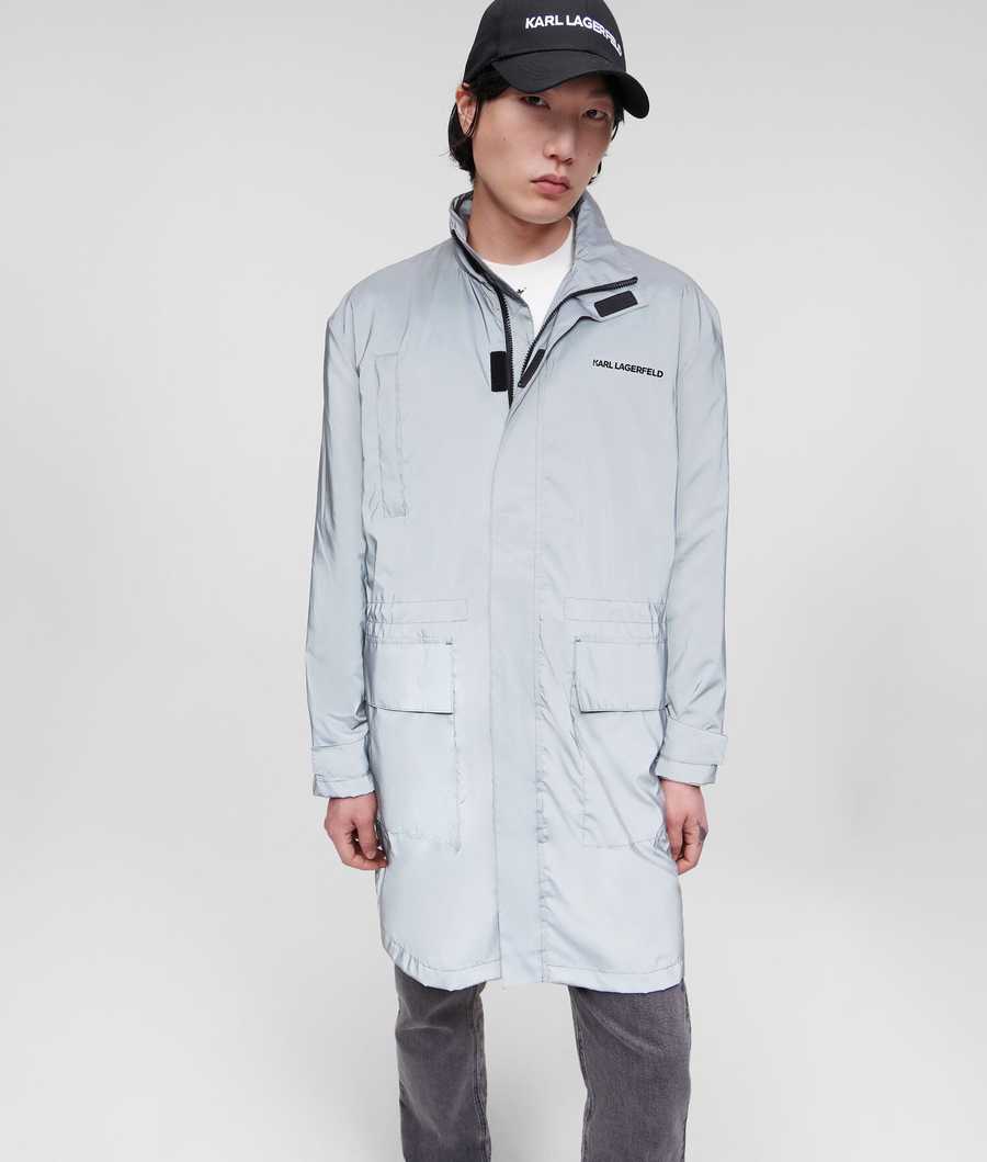 Silver Men's Karl Lagerfeld Ultra-reflective Parka Jackets | AE581HOIX