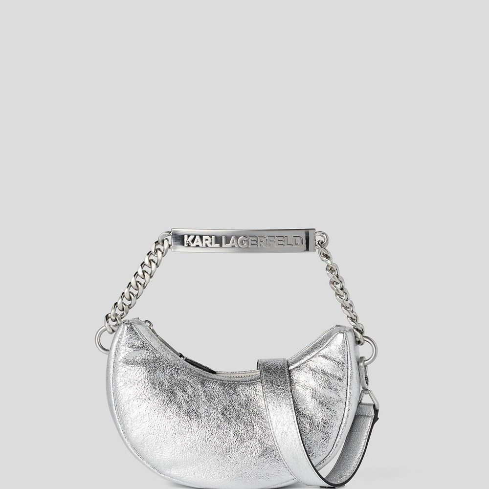 Silver Women\'s Karl Lagerfeld K/Id Half-moon Small Shoulder Bags | AE583DJHE