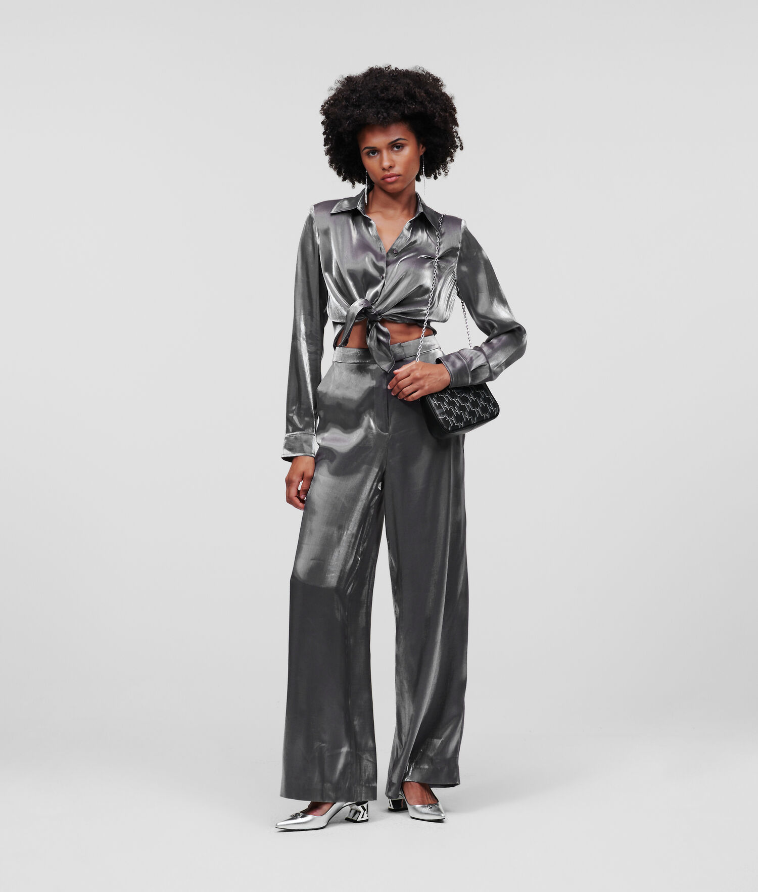 Silver Women's Karl Lagerfeld Metallic Dresses | AE283BSHD