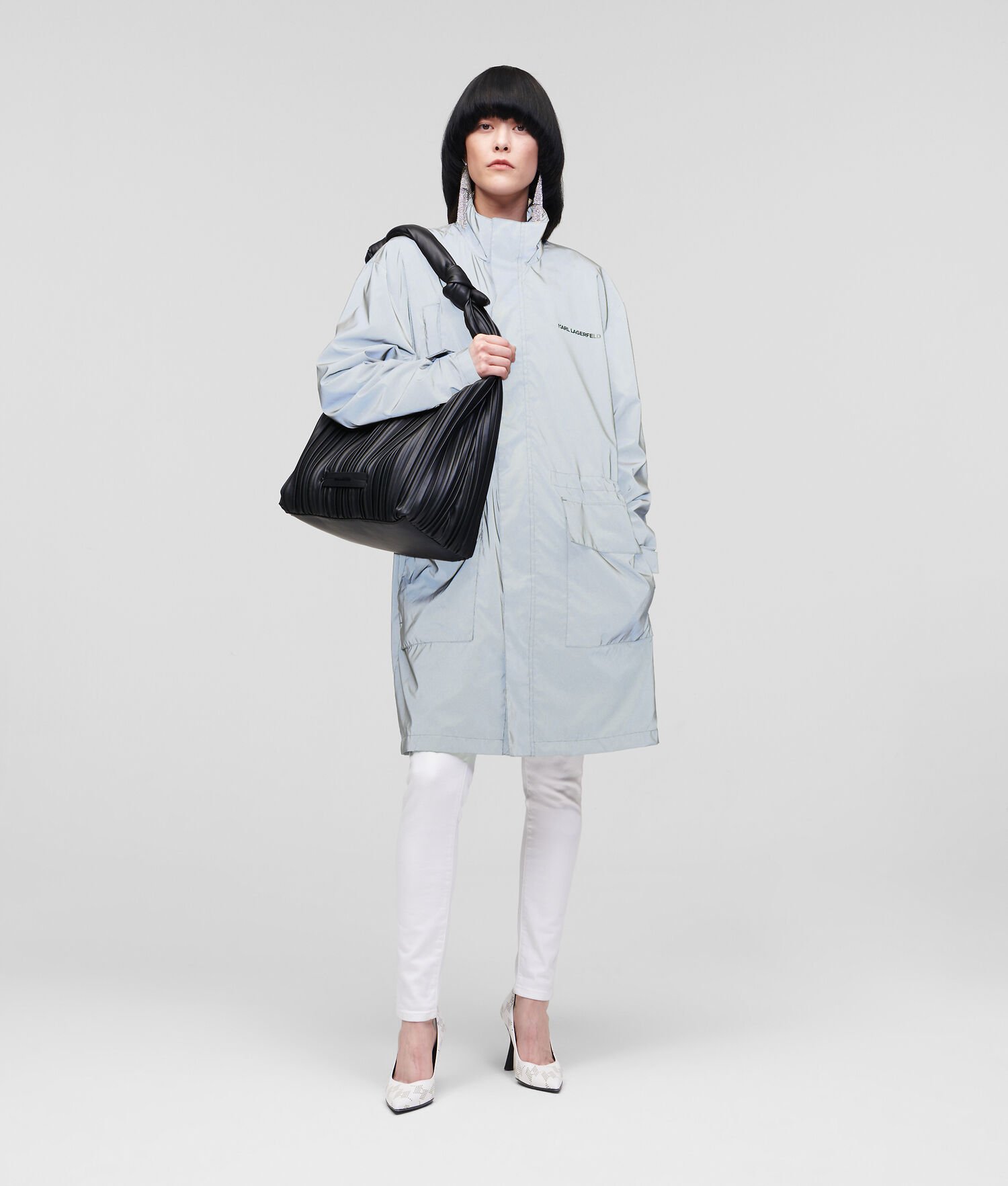 Silver Women's Karl Lagerfeld Ultra-reflective Parka Jackets | AE982WXYK