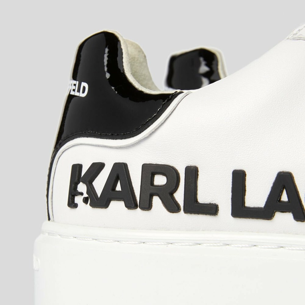 White / Black Men's Karl Lagerfeld Karl Maxi Kup Injekted Logo Sneakers | AE780KNCZ