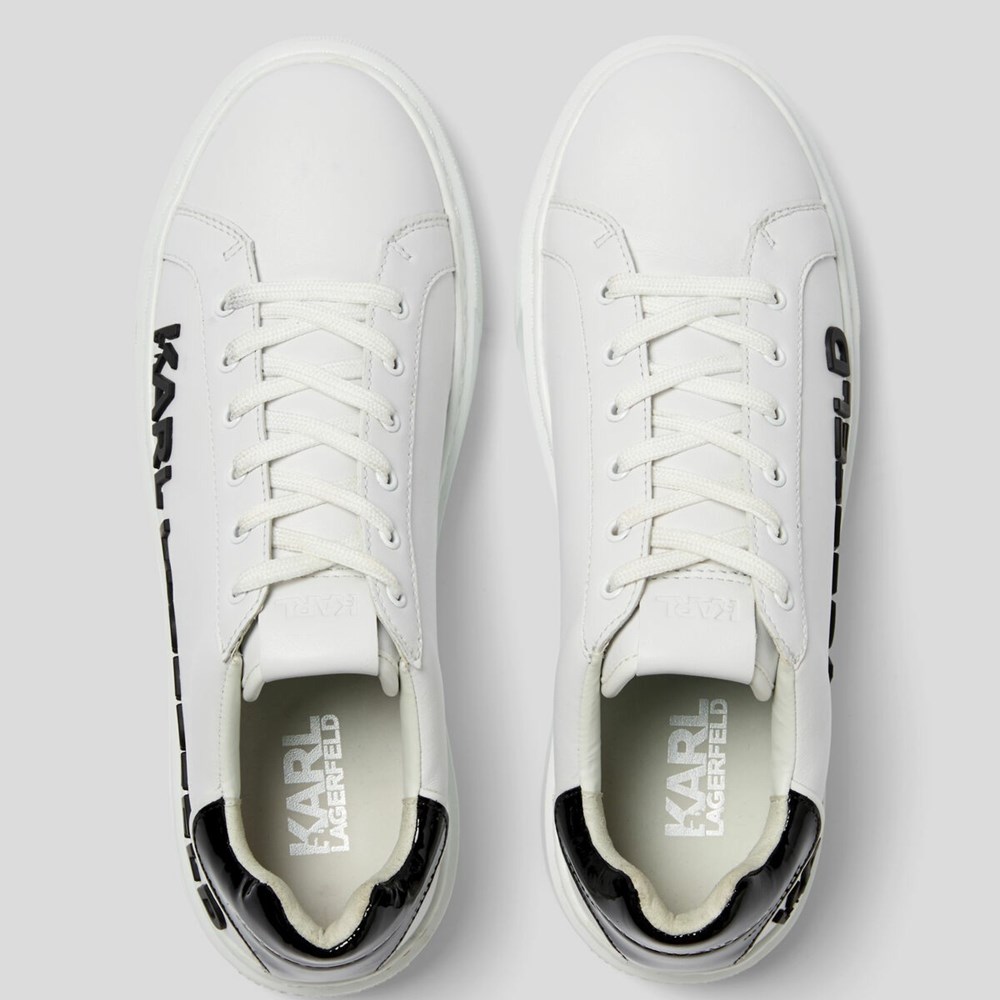 White / Black Men's Karl Lagerfeld Karl Maxi Kup Injekted Logo Sneakers | AE780KNCZ