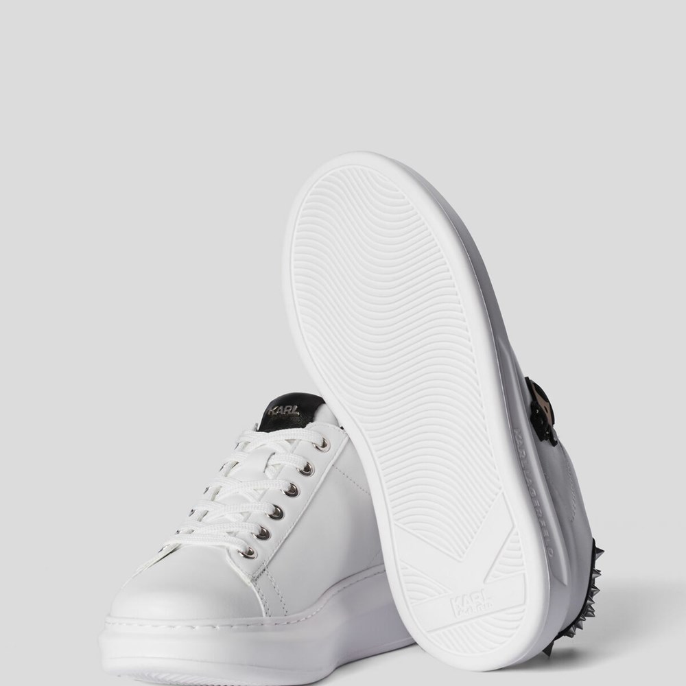 White / Black Women's Karl Lagerfeld Kapri K/Ikonic Stud Sneakers | AE849BEDL