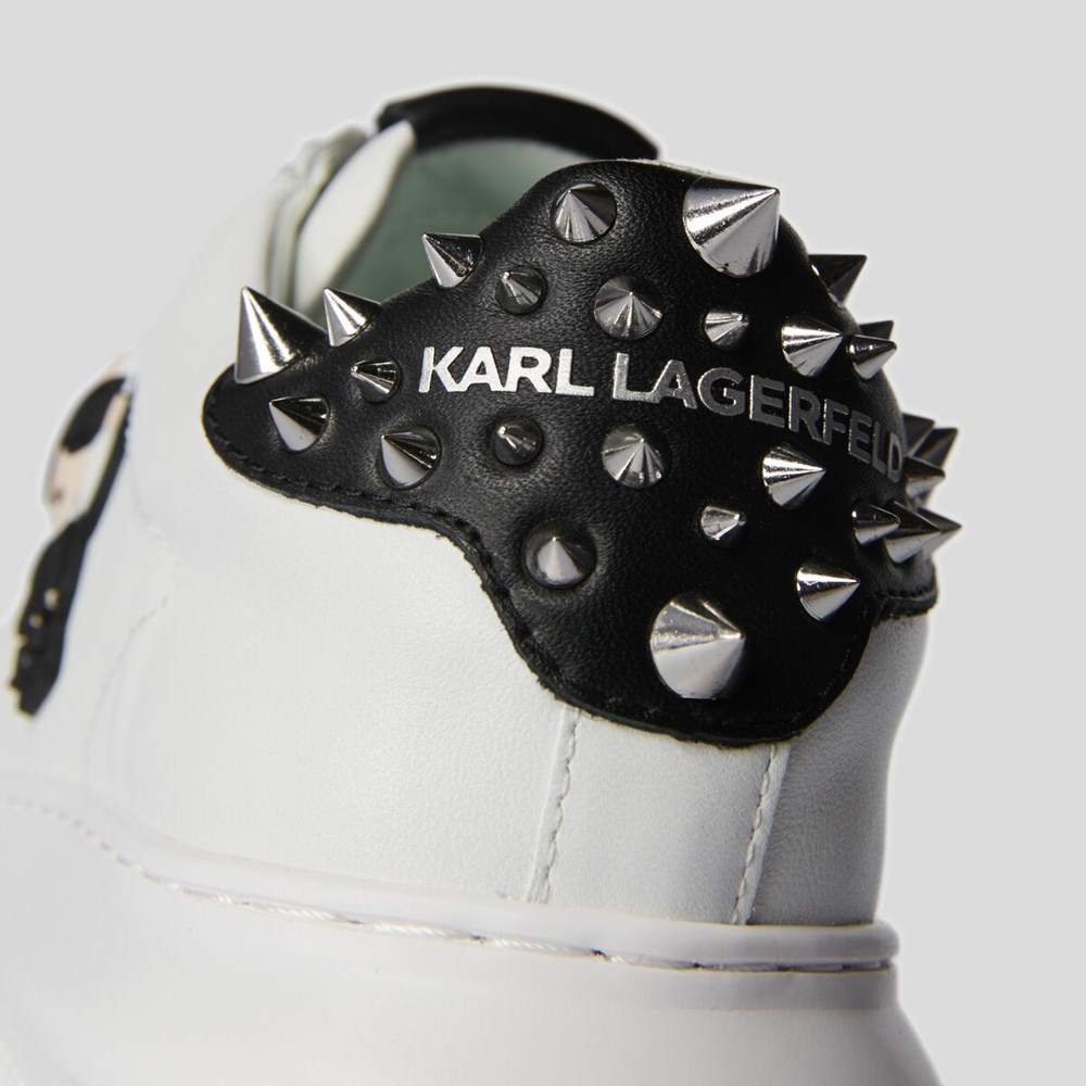 White / Black Women's Karl Lagerfeld Kapri K/Ikonic Stud Sneakers | AE849BEDL