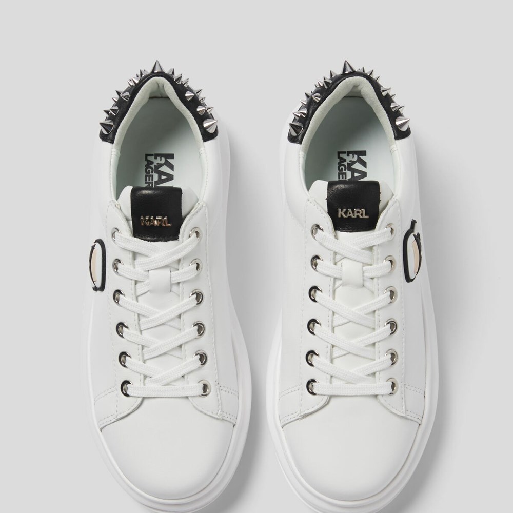 White / Black Women's Karl Lagerfeld Kapri K/Ikonic Stud Sneakers | AE849BEDL