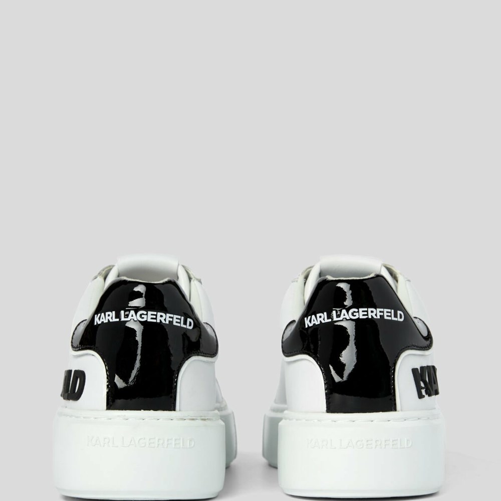 White / Black Women's Karl Lagerfeld Maxi Kup Karl Injekt Logo Sneakers | AE483GRCP