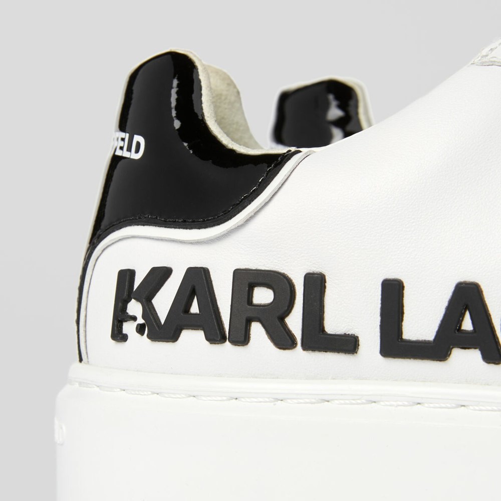 White / Black Women's Karl Lagerfeld Maxi Kup Karl Injekt Logo Sneakers | AE483GRCP