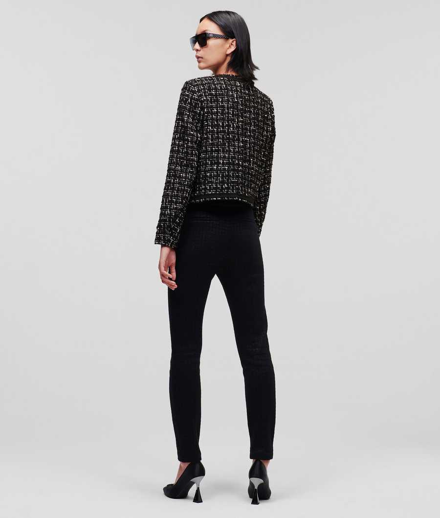 White / Black Women's Karl Lagerfeld Two-tone BOUCLÉ Jackets | AE468XZYU