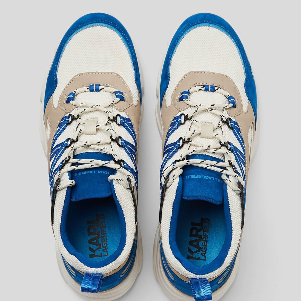 White / Blue Men's Karl Lagerfeld Verger Lace Loop Runners Sneakers | AE304YOAS