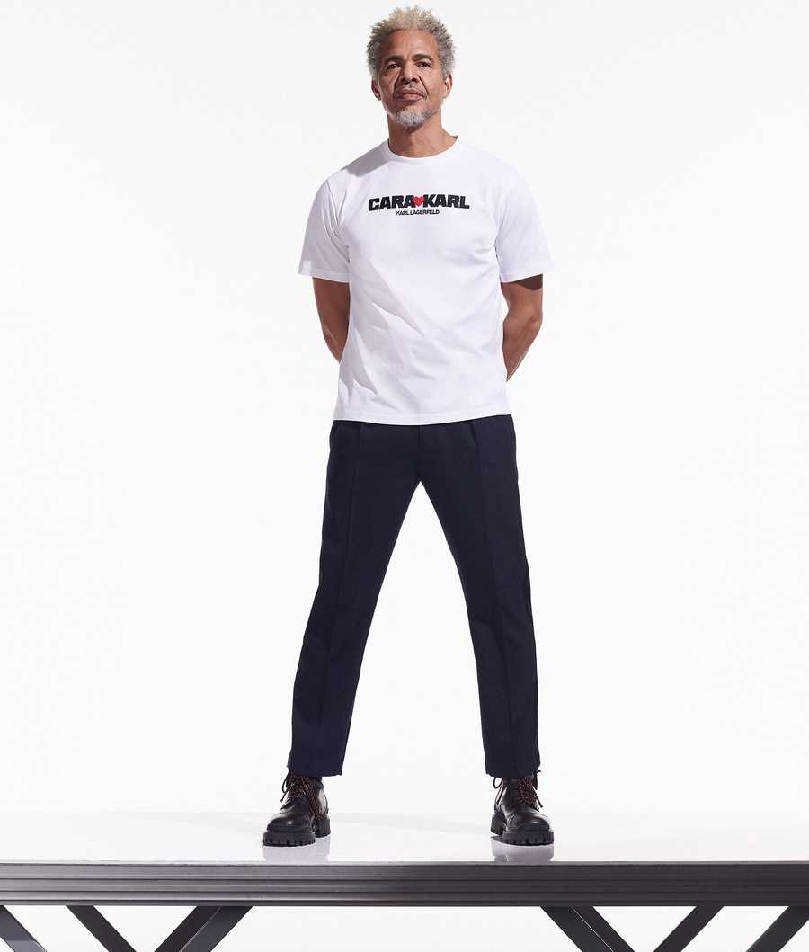 White Men's Karl Lagerfeld Cara Loves Karl T-Shirts | AE408UECS