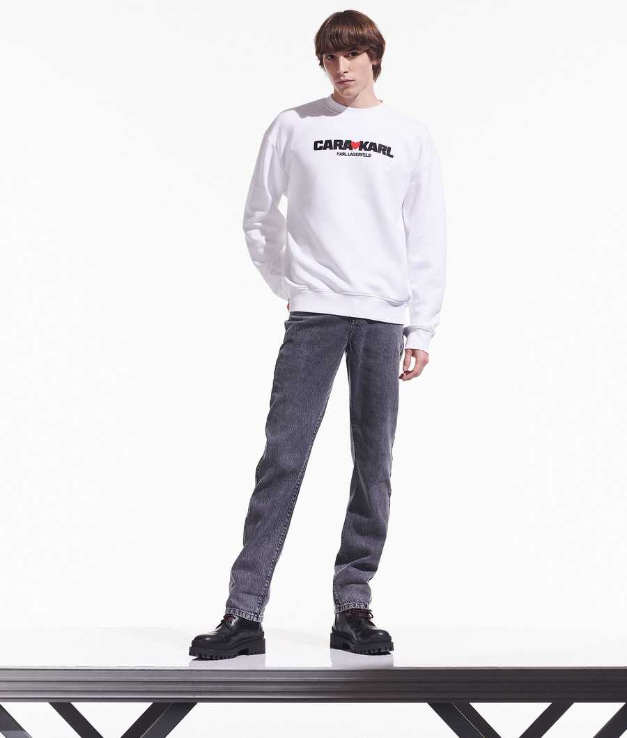 White Men's Karl Lagerfeld Cara Loves Karl Sweatshirts | AE519RVYQ