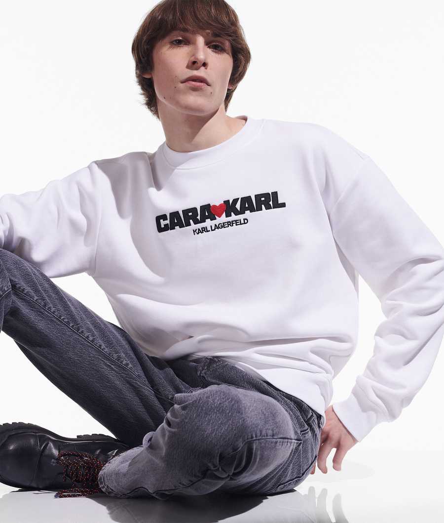 White Men\'s Karl Lagerfeld Cara Loves Karl Sweatshirts | AE519RVYQ