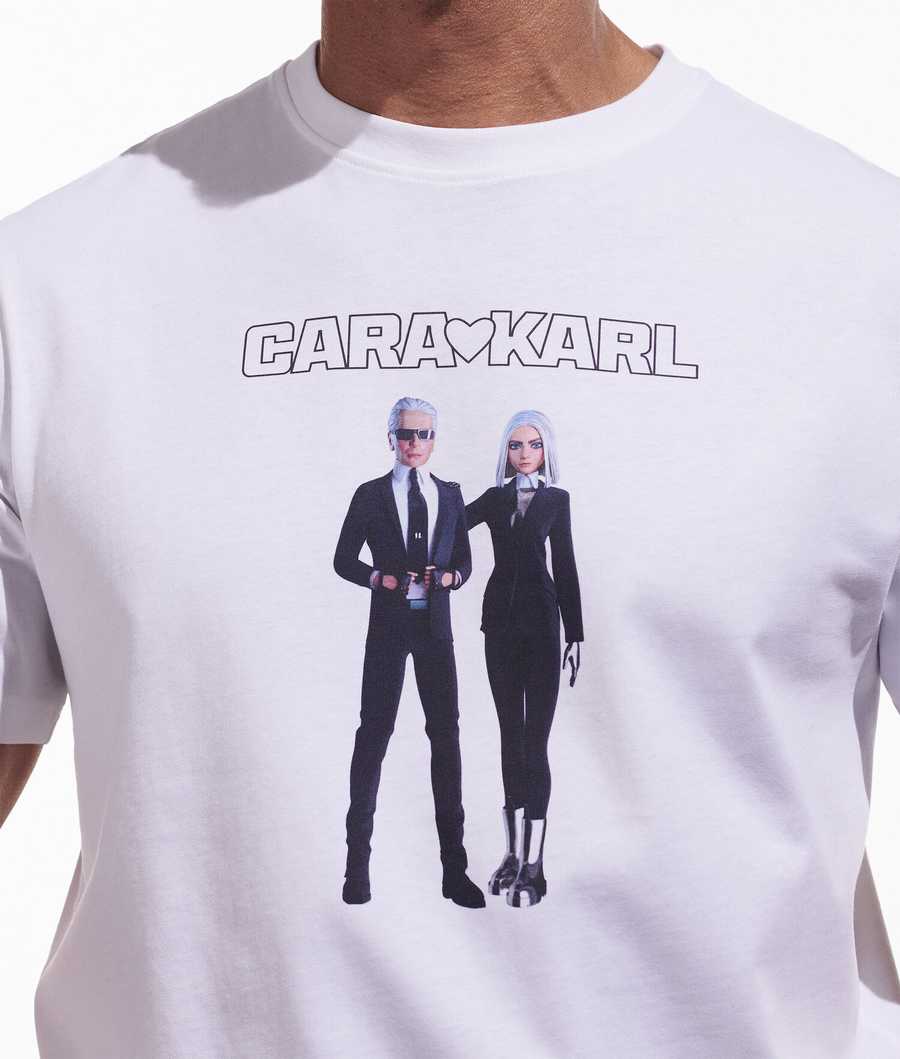 White Men's Karl Lagerfeld Cara Loves Karl Avatar T-Shirts | AE695RVZE