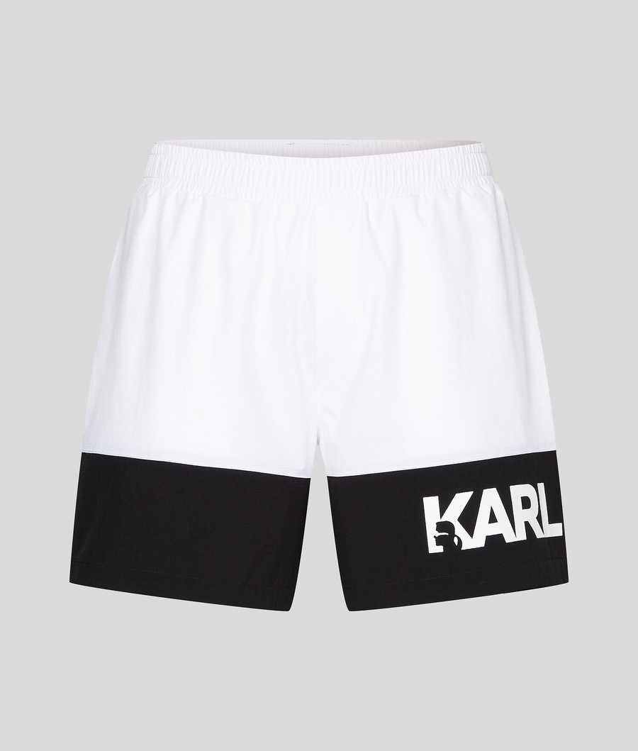 White Men\'s Karl Lagerfeld Color-block Board Shorts Beachwear | AE528UGRD