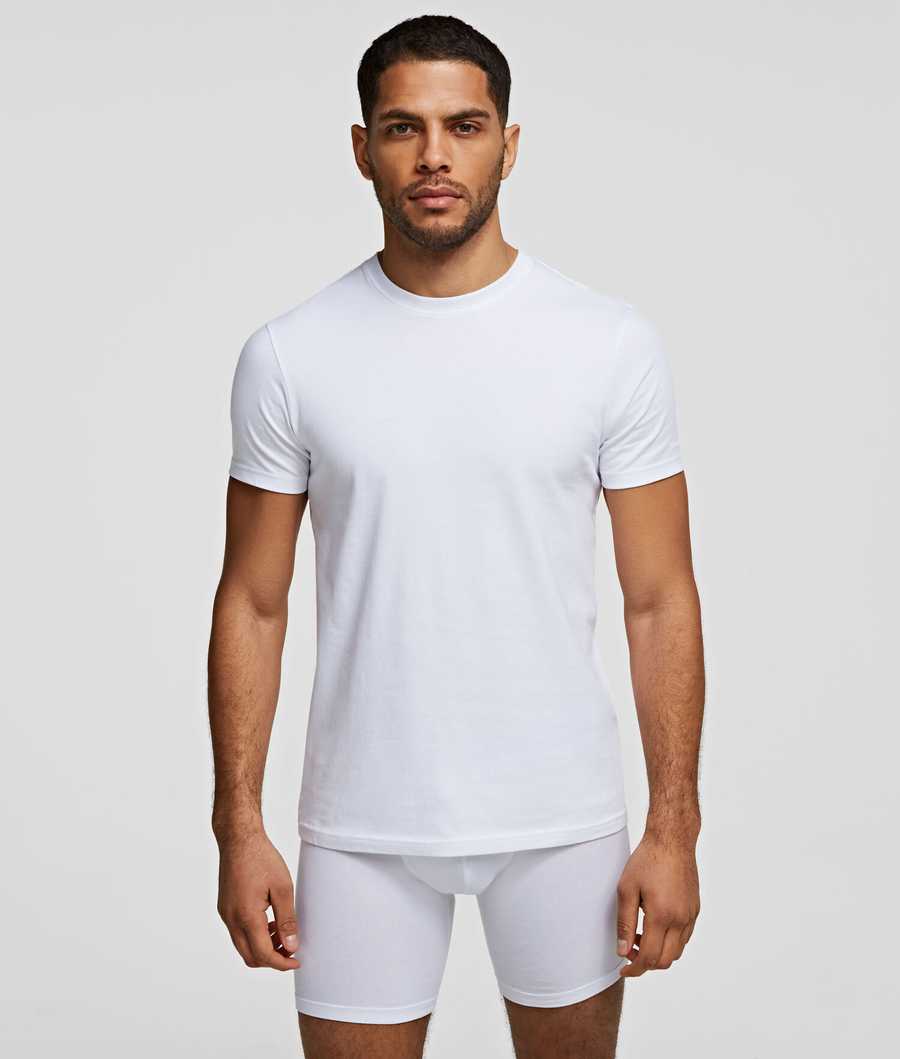 White Men's Karl Lagerfeld Crew-neck T-shirt - 2 Pack Underwear | AE478FDGI