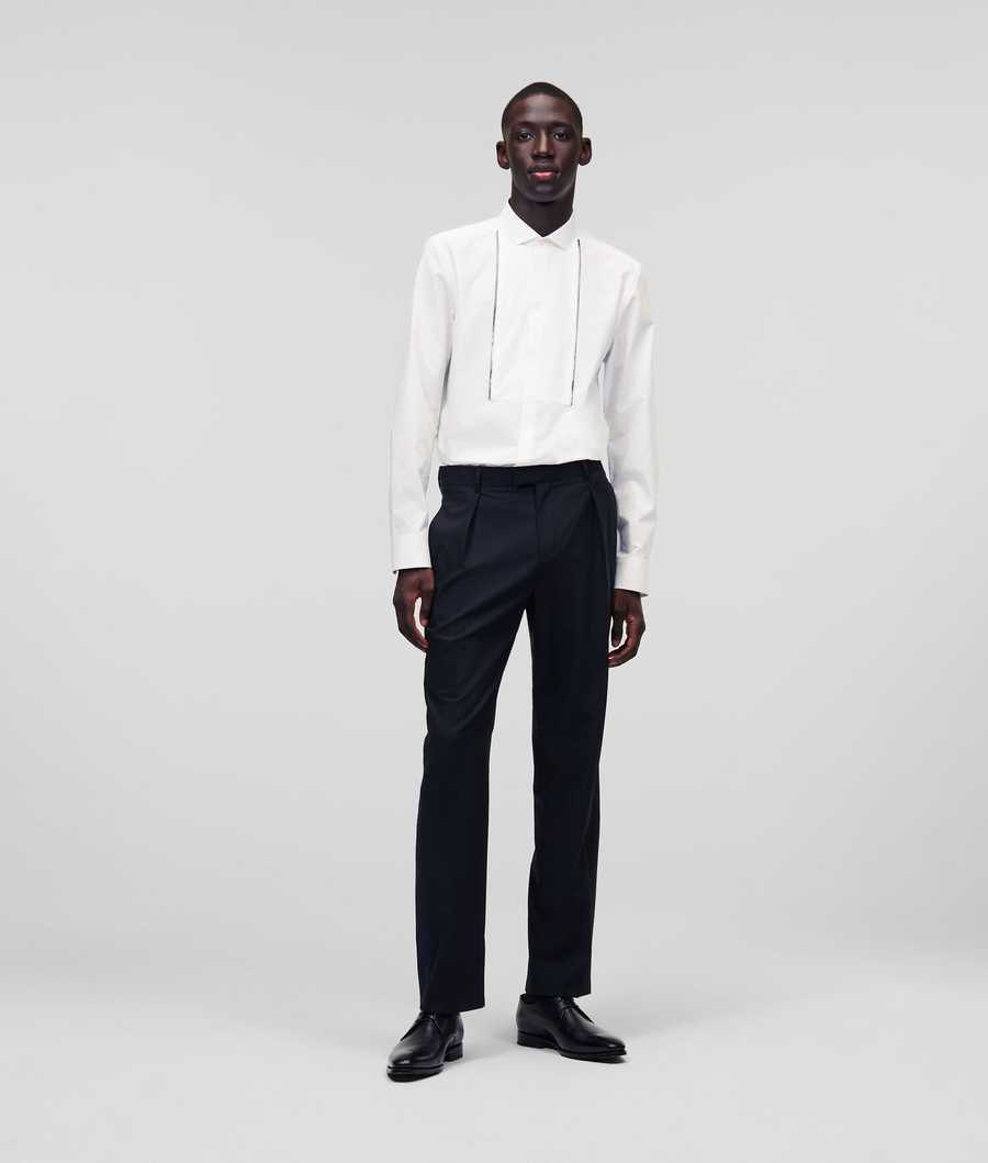 White Men's Karl Lagerfeld Evening Shirts | AE612KTGW