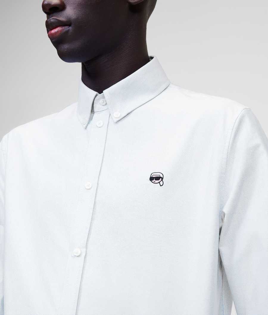 White Men's Karl Lagerfeld Ikonik 2.0 Poplin Shirts | AE247NOIH