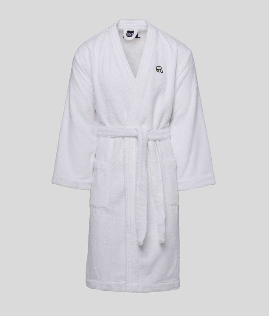 White Men's Karl Lagerfeld Ikonik Bathrobe Loungewear | AE175AVKE