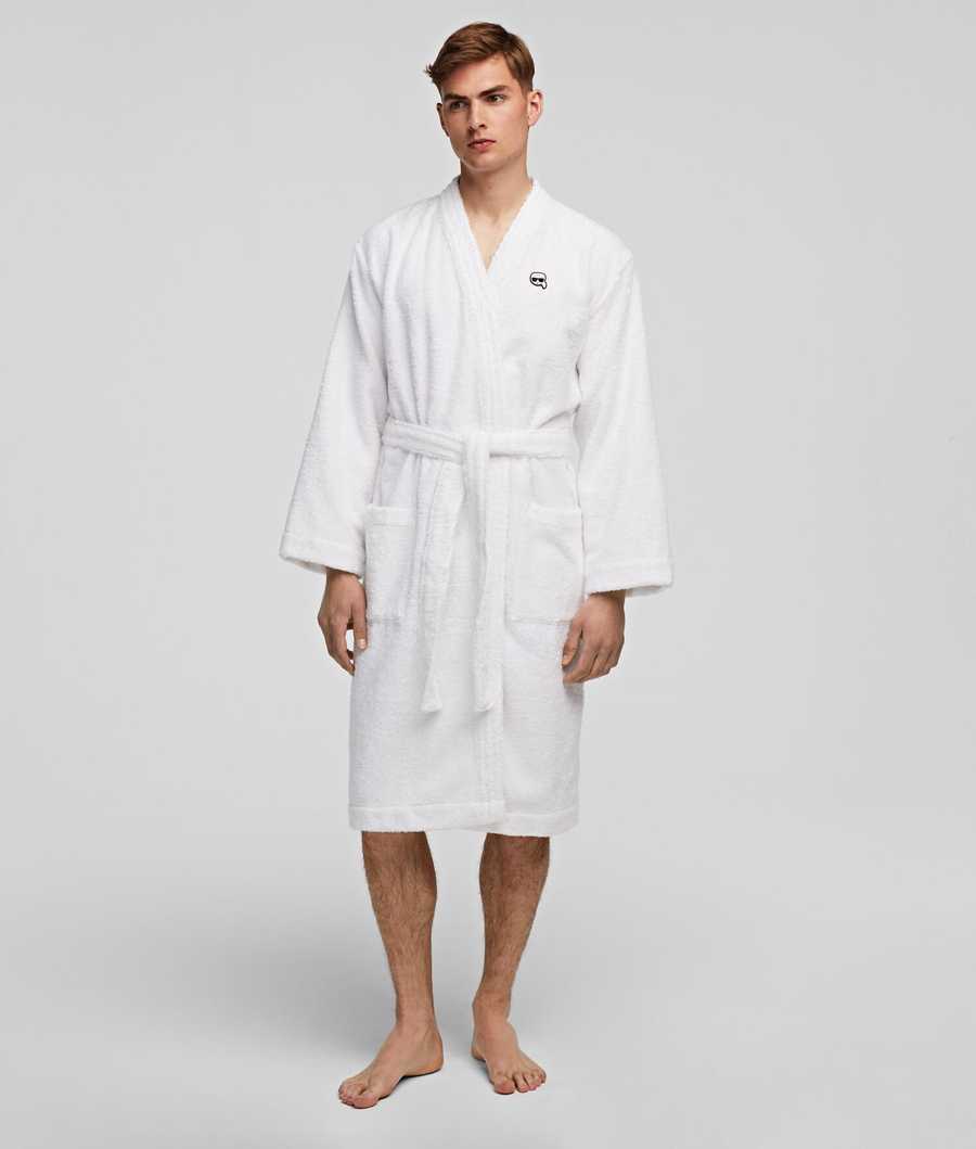 White Men\'s Karl Lagerfeld Ikonik Bathrobe Loungewear | AE175AVKE