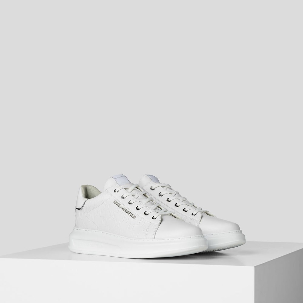 White Men\'s Karl Lagerfeld K/Monogram Kapri Sneakers | AE968WYUJ