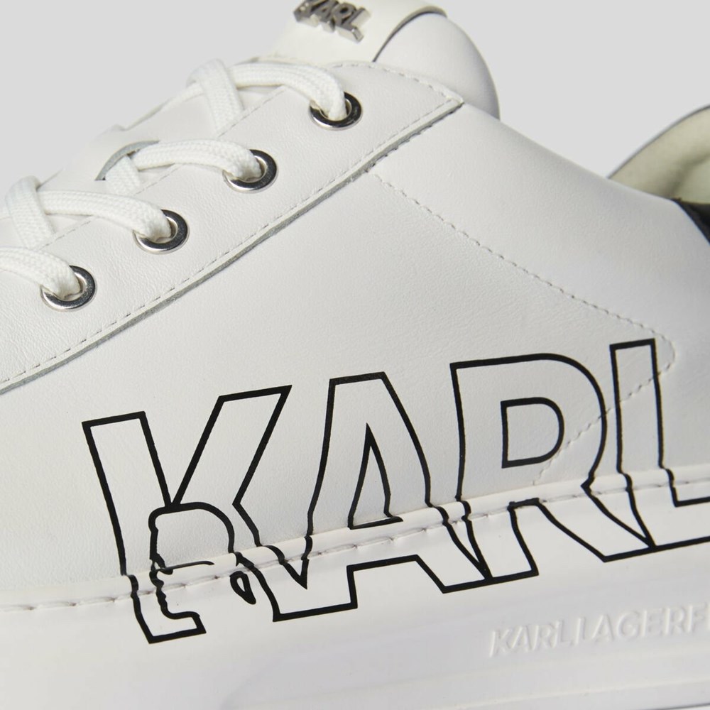 White Men's Karl Lagerfeld Kapri Karl Logo Sneakers | AE917GNHS