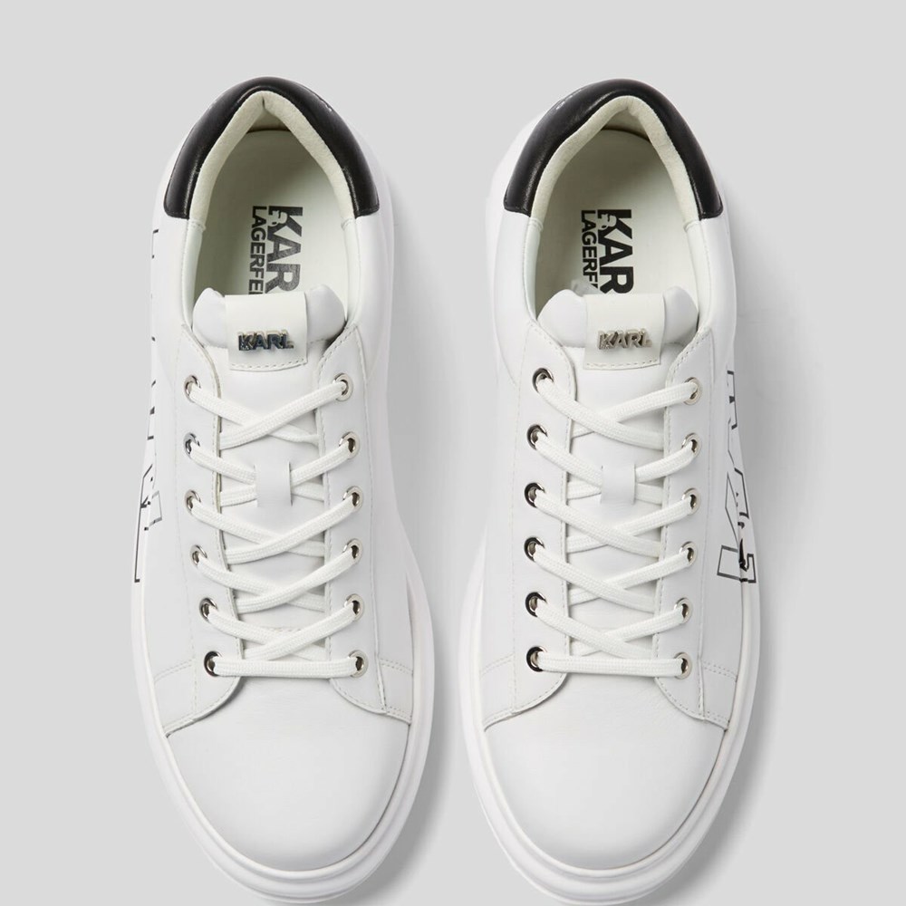 White Men's Karl Lagerfeld Kapri Karl Logo Sneakers | AE917GNHS