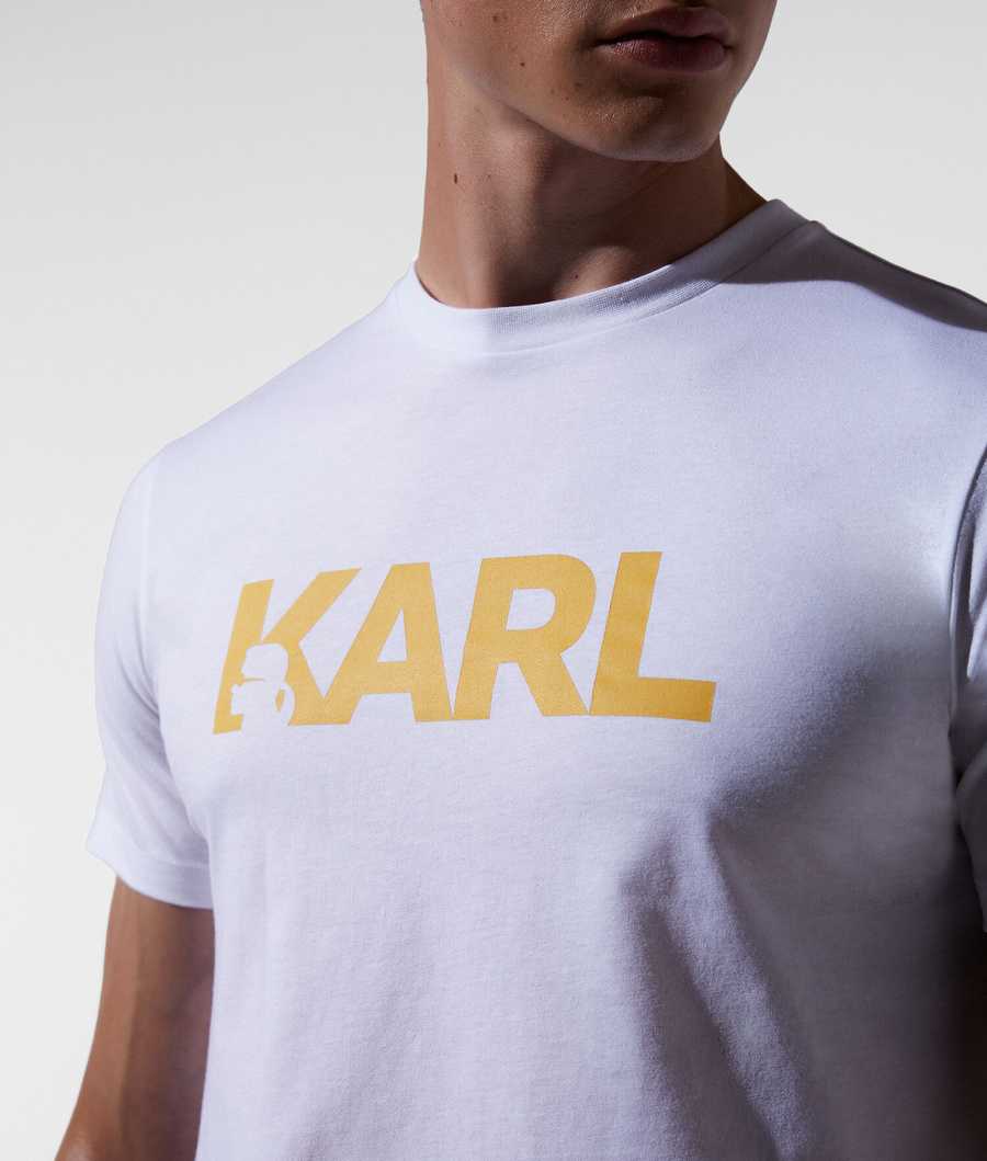 White Men's Karl Lagerfeld Karl Logo Beach T Shirts Beachwear | AE436OHGT