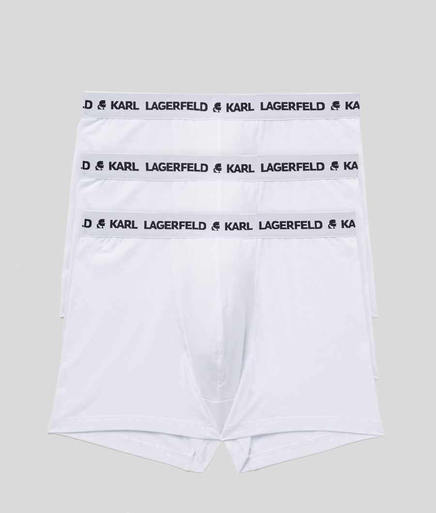 White Men\'s Karl Lagerfeld Karl Logo Monochrome Trunks - 3 Pack Underwear | AE763URZH