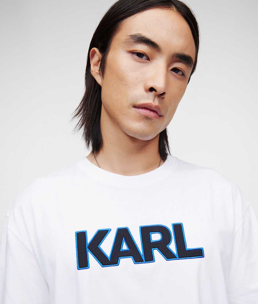 White Men's Karl Lagerfeld Karl Logo T-Shirts | AE186PQVT