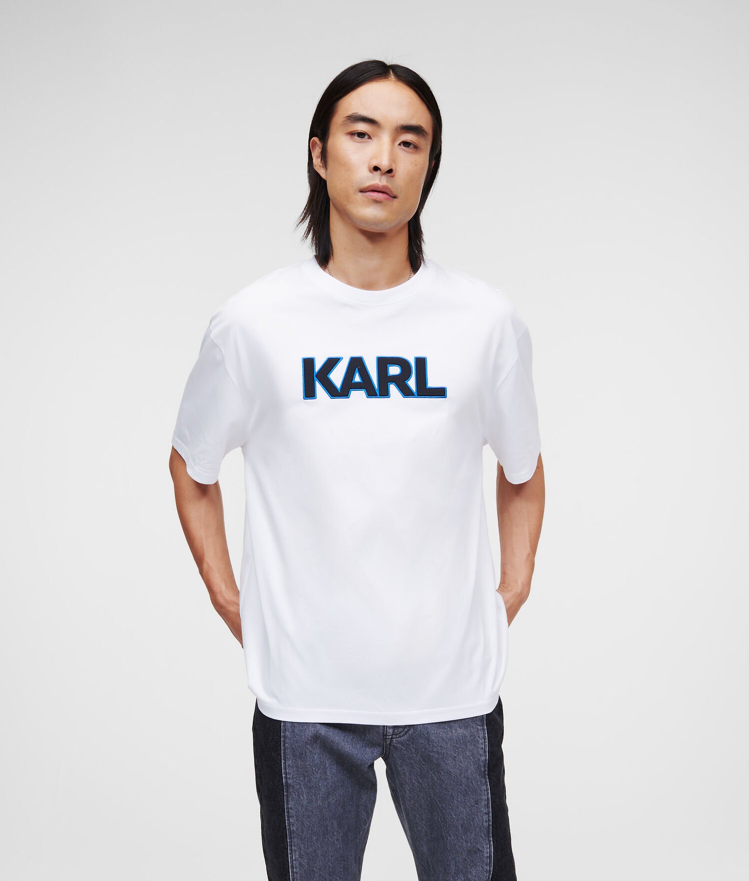 White Men\'s Karl Lagerfeld Karl Logo T-Shirts | AE186PQVT