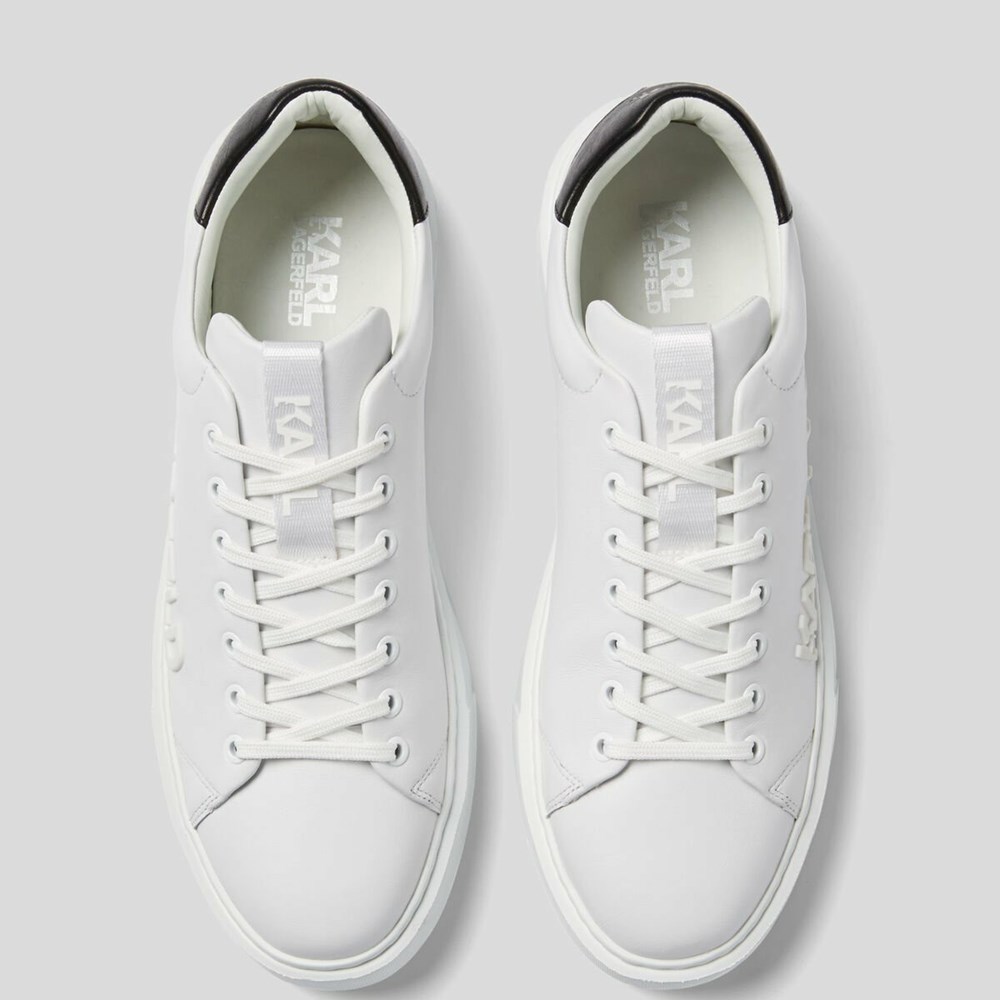 White Men's Karl Lagerfeld Karl Maxi Kup Injekted Logo Sneakers | AE184KZTU