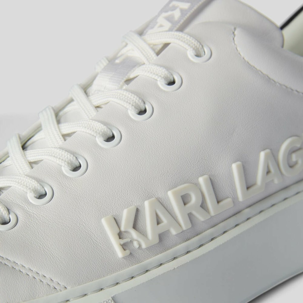 White Men's Karl Lagerfeld Karl Maxi Kup Injekted Logo Sneakers | AE184KZTU