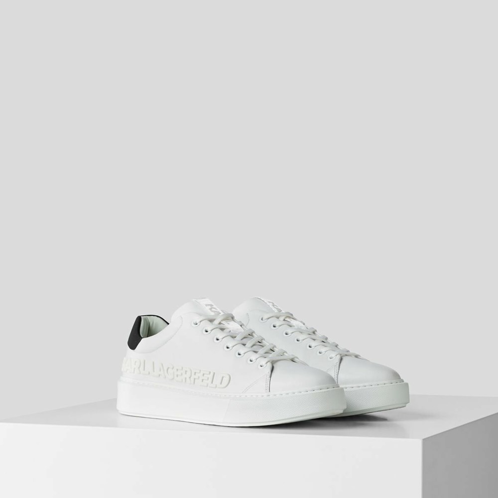 White Men\'s Karl Lagerfeld Karl Maxi Kup Injekted Logo Sneakers | AE184KZTU