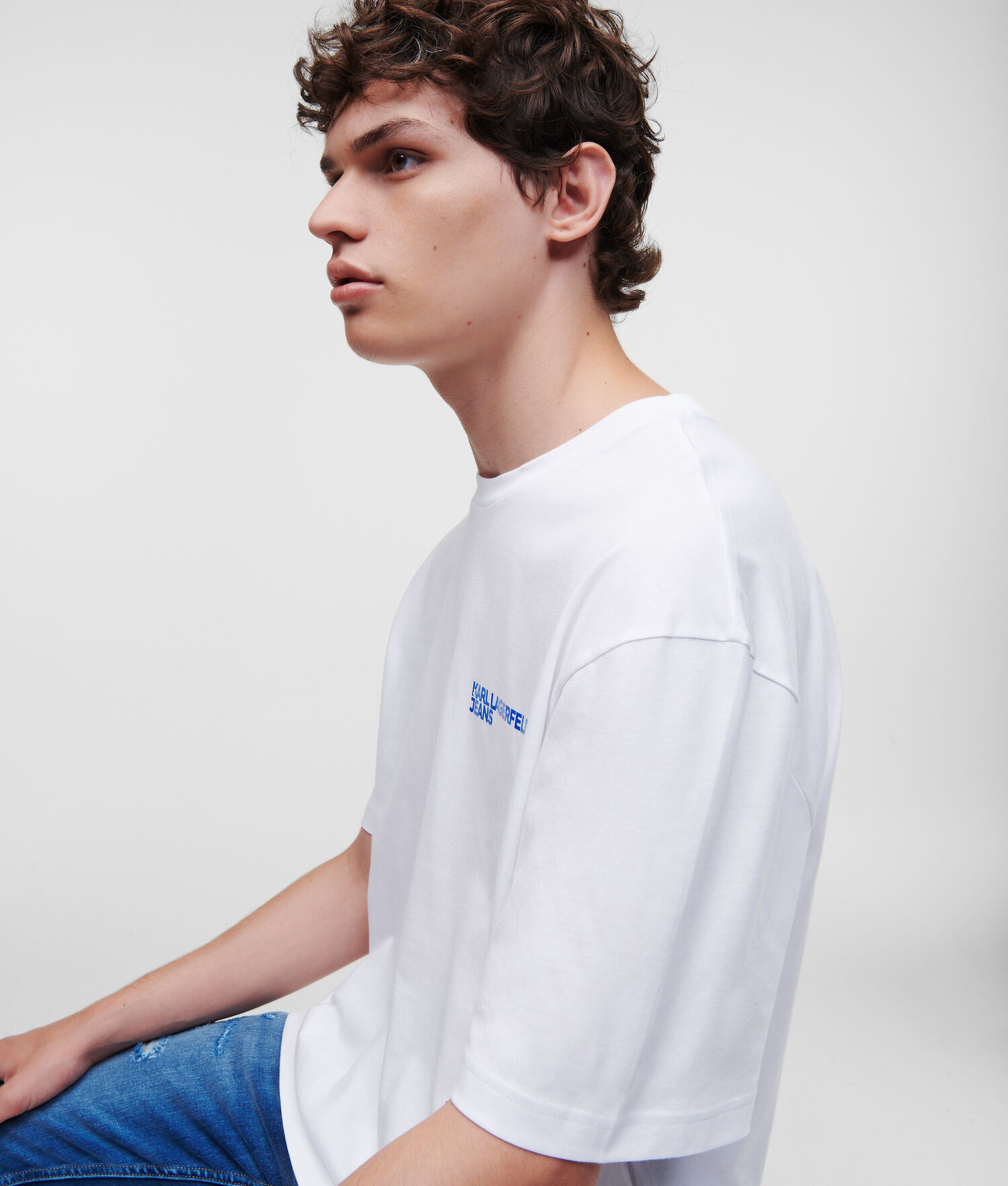 White Men's Karl Lagerfeld Klj Box Logo T-Shirts | AE294TZOI