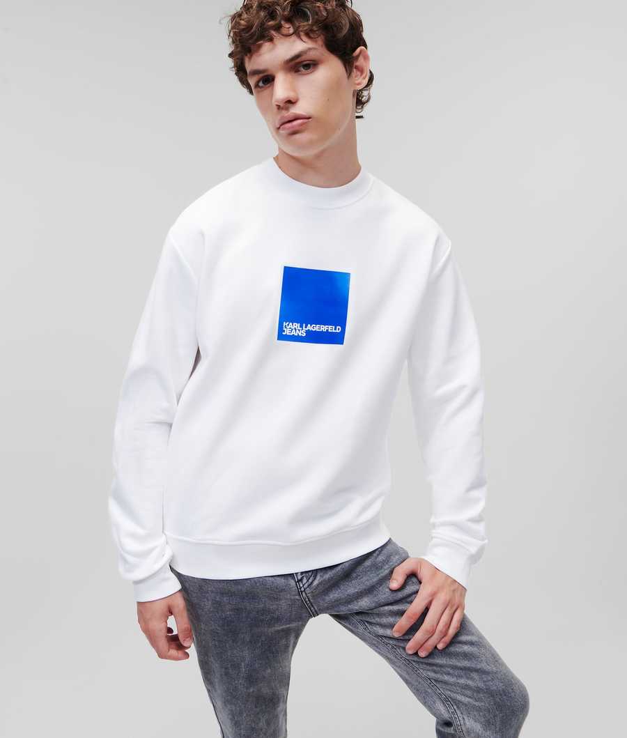 White Men's Karl Lagerfeld Klj Sweatshirts | AE956LBJF