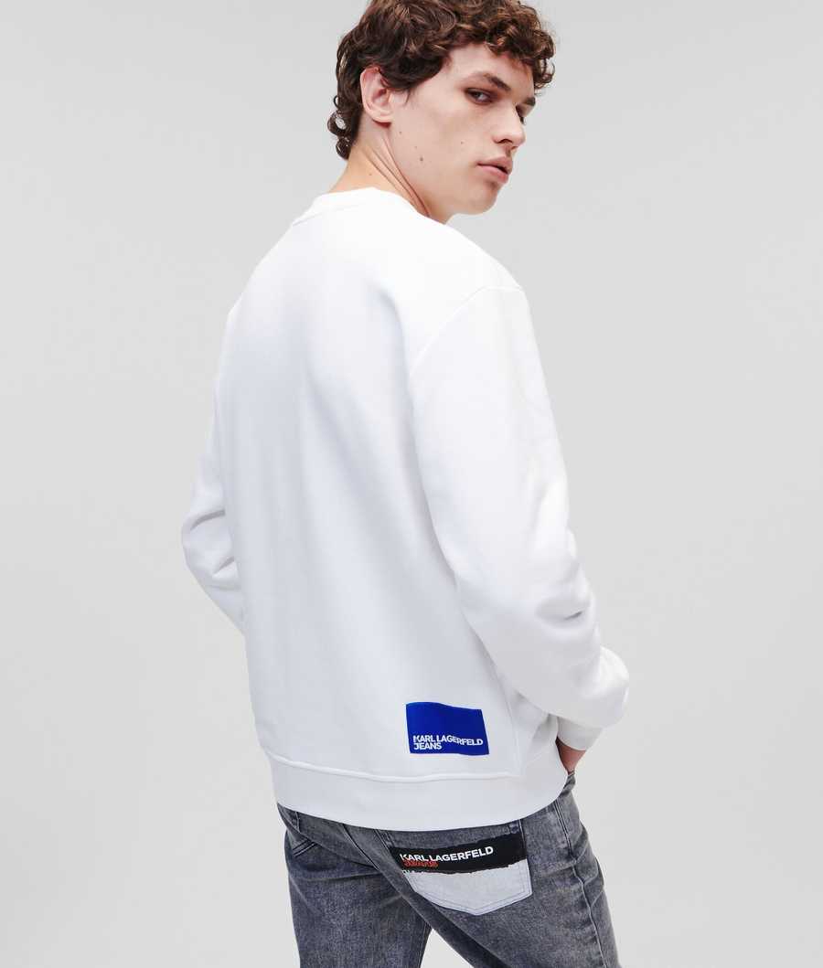 White Men's Karl Lagerfeld Klj Sweatshirts | AE956LBJF