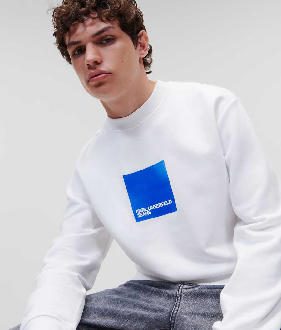 White Men's Karl Lagerfeld Klj Sweatshirts | AE956LBJF